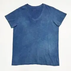 ■良品計画/無印良品 Vネック無地ポケットＴシャツ ブルーXXL美品■