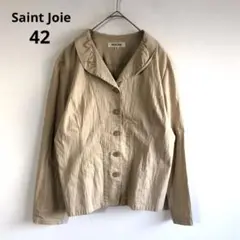 3912サンジョア【42】丸襟ステンカラージャケット　古着　レトロ　ストレッチ