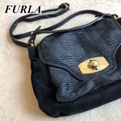 美品✨ FURLA ギャザ オニキス ショルダーバッグ レザー 斜めがけ 黒