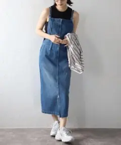 Bonjour Saganフロントジップサロペットジャンスカ