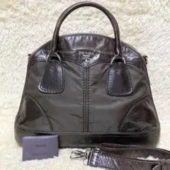 極美品⭐️プラダ ドーム型 2way ショルダーバッグ ヴィッテロシャイン 茶