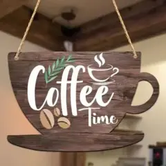 COFFEE TIME 木製看板 アメリカン雑貨 25x16cm USA