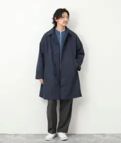 値下げしました【新品未使用】ネイビー　《TAION/タイオン》ステンカラーコート