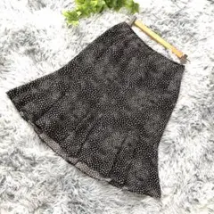 【KL Lagerfeld】ドット柄 フレアスカート ブラック×ホワイト M