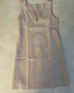 ミッシュマッシュ　ベージュ ノースリーブ Vネック ワンピース