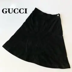 希少☆GUCCI スカート 膝丈 ゴートレザー 黒 ブラック