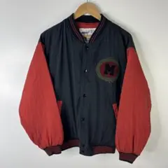 BAYLEAF スタジャン 黒 赤 Mロゴ　古着