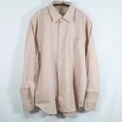 ランバン　ストライプ　長袖シャツ　オレンジ　カシミア昆　LANVIN