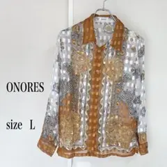 ONORES 花柄チェック柄シースルーシャツ L