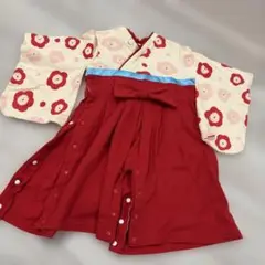 花柄着物　袴　ロンパース　80cm