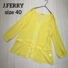 ● J.FERRY シアーブラウス　タックプリーツ　レース　イエロー　40