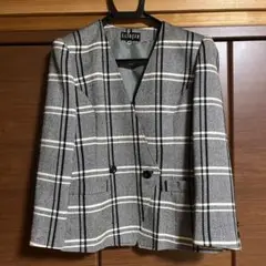 LOBIJIEチェック柄 ノーカラージャケット