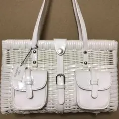 美品 LULU GUINNESS 重厚ストロー ハンドバッグ ショルダーバッグ