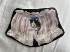 猫イラストポーチ（ホワイト）