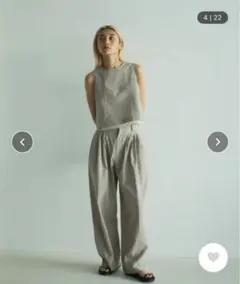 【汚れあり】Anuke　Check Tuck Pants