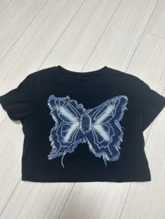 Dazy 蝶刺繍 クロップドTシャツ XL