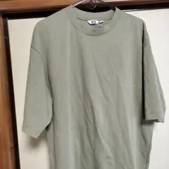 メンズLL　ユニクロ　エアリズム　オリーブグリーン 半袖Tシャツ コットン