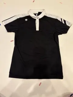 【美品】DESCENTE GOLF ポロシャツ 46 ブラック/ホワイト