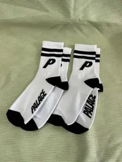 PALACE ストライプ クルーソックス ホワイト