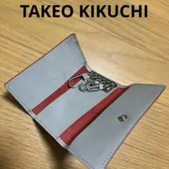 TAKEO KIKUCHI tk レザーキーケース 5連 グレー/レッド