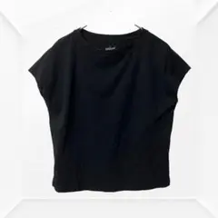1953☆良品計画　フレンチスリーブTシャツ　L ブラック　黒　コットン