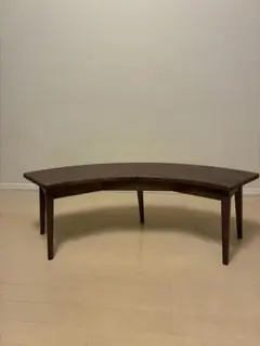 カーブ型木製ベンチ ダークブラウン