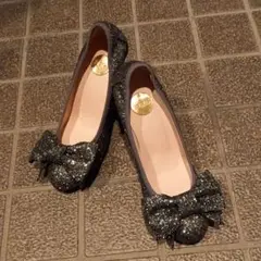 rasグリッターリボン付きパンプス