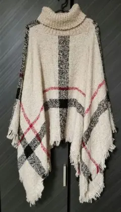 新品・チェック柄ポンチョ