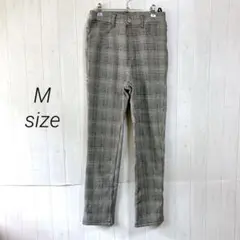 美品☆裏起毛スキニーパンツ　チェック　M　ウエスト総ゴム　ストレッチ