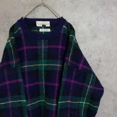 90s vintage 総柄ニット メンズ L ウール 古着 個性派 奇抜 M1