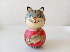 【LYH226】北欧雑貨のインテリア リューバ作　木製人形 魚を得たねこ