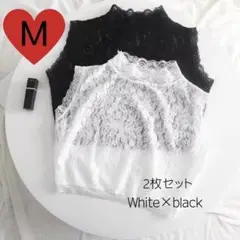 【残りわずか】タンクトップ 2枚セット M ブラック ホワイト レースインナー