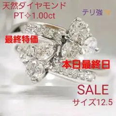 最安値✧︎PT✧︎天然ダイヤ1.00ct✨テリ強✨デザインリング✧︎12.5