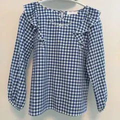 ※値下げ　feroux　レディーストップス　ビジュー付きギンガムチェックブラウス