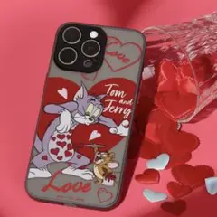iPhone14ケース カバー かわいい トムとジェリー トムジェリ 黒 赤