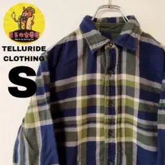 USA古着 TELLURIDE CLOTHING　ネルシャツS　グリーンネイビー