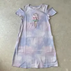メゾピアノ mezzo piano アイスアップリケ タイダイ肩開き ワンピース