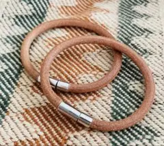 ハンドメイド　レザー　ブレス　ナチュラル　ブレスレット　本革　タン　ヌメ　5㎜
