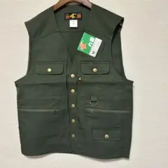 力鳶　 作業着　ベスト　作業ベスト　工場　作業服　モスグリーン　サイズM 未使用