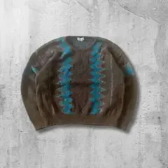 レトロ ニット メンズ セーター ブラウン系 個性派デザイン 古着MIX
