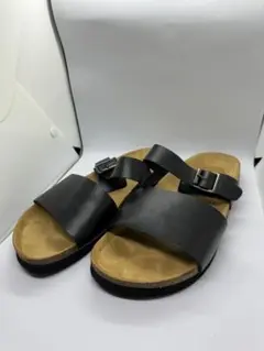 【使用１回短時間】黒 GUレザー コンフォートサンダル ストラップ付き