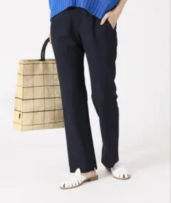 IENA recycleポリエステルフレアパンツ　ネイビー 36