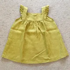リネン　ハンドメイド　フリル袖ブラウス　 95㎝〜