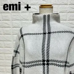 emi + 白黒チェック柄タートルネックセーター 美品 カジュアル【399】