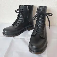 ヴィヴィアン 黒編み上げレインブーツ Mサイズ ショートブーツ 美品 ほぼ未使用