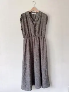 ロングワンピース 花柄 Aライン ノースリーブ シャツワンピ