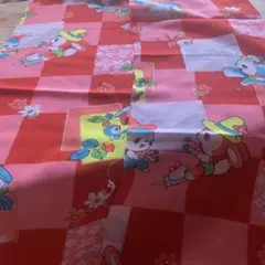 昭和レトロ生地　ピンク　うさぎ　リス　小鳥