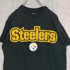 NFL スティーラーズ　チームロゴ　バックプリント　ブラックTシャツ　M