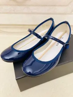 新品 CUIR VERITABLE レペット ネイビー エナメルシューズ 35