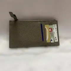 レザー グレー カードケース ファスナー付き